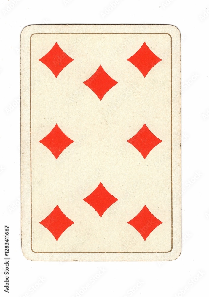 An antique diamonds playing card on a white background. An antique diamonds playing card on a white background.