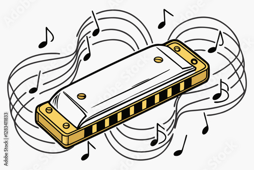 Harmonica silhouette vector illustration