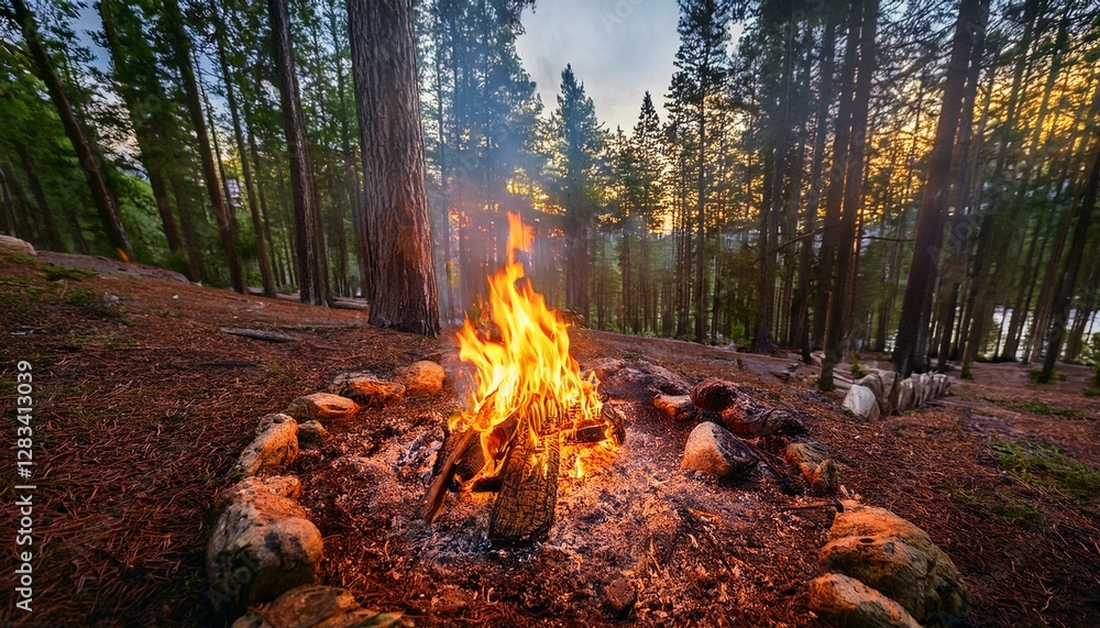 A cozy gathering beneath the towering trees. A cozy gathering beneath the towering trees.
