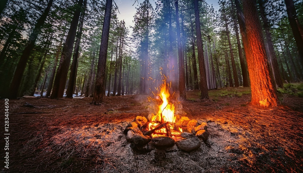 Embers dance like fireflies in the quiet night. Embers dance like fireflies in the quiet night.