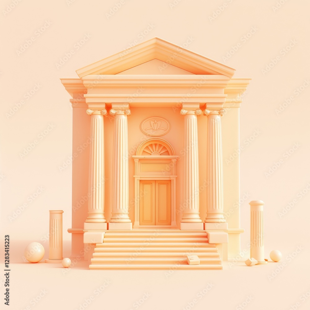 Fototapeta premium A simple architectural rendering of a classical style building design