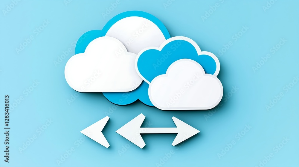 Cloud Data Transfer Concept with Graphic Icons on Light Blue Background Cloud Data Transfer Concept with Graphic Icons on Light Blue Background