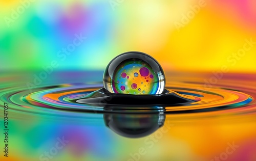 A captivating close-up of a solitary water droplet delicately resting on a surface
