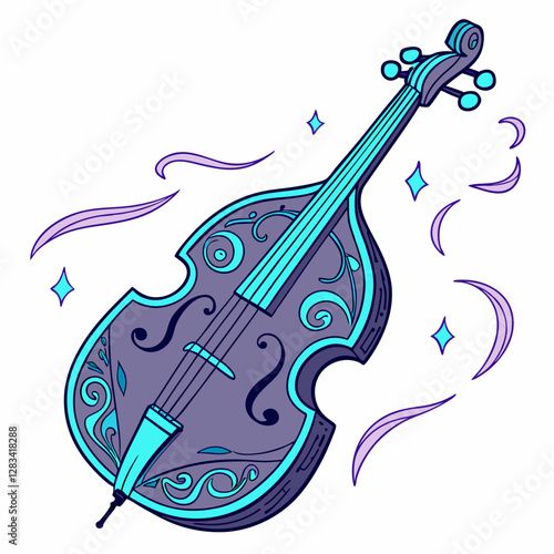 Double bass silhouette vector illustration