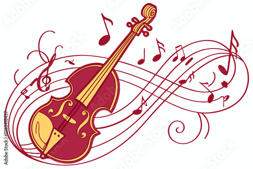 Double bass silhouette vector illustration