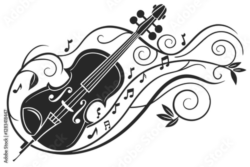 Double bass silhouette vector illustration