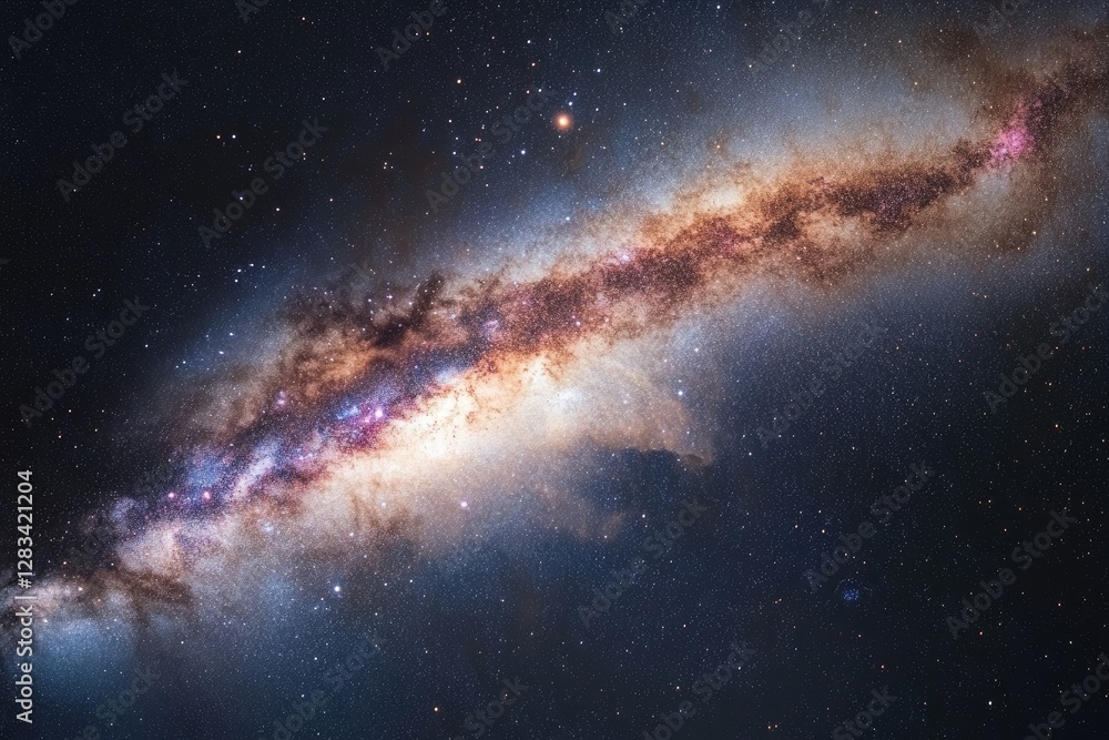 The Milky Way galaxy in the background, with a view of Earth from space in the foreground The Milky Way galaxy in the background, with a view of Earth from space in the foreground