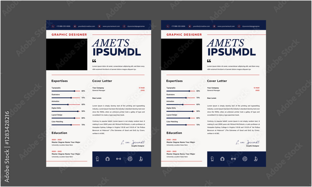 Obraz premium Resume CV. Modern Resume and Cover Letter Layout design template. Minimalist CV resume template for job applications. Vector illustration