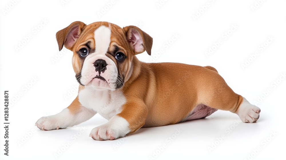 Playful bulldog puppy on white background capturing adorable expressions studio setting cute animal photography Playful bulldog puppy on white background capturing adorable expressions studio setting cute animal photography
