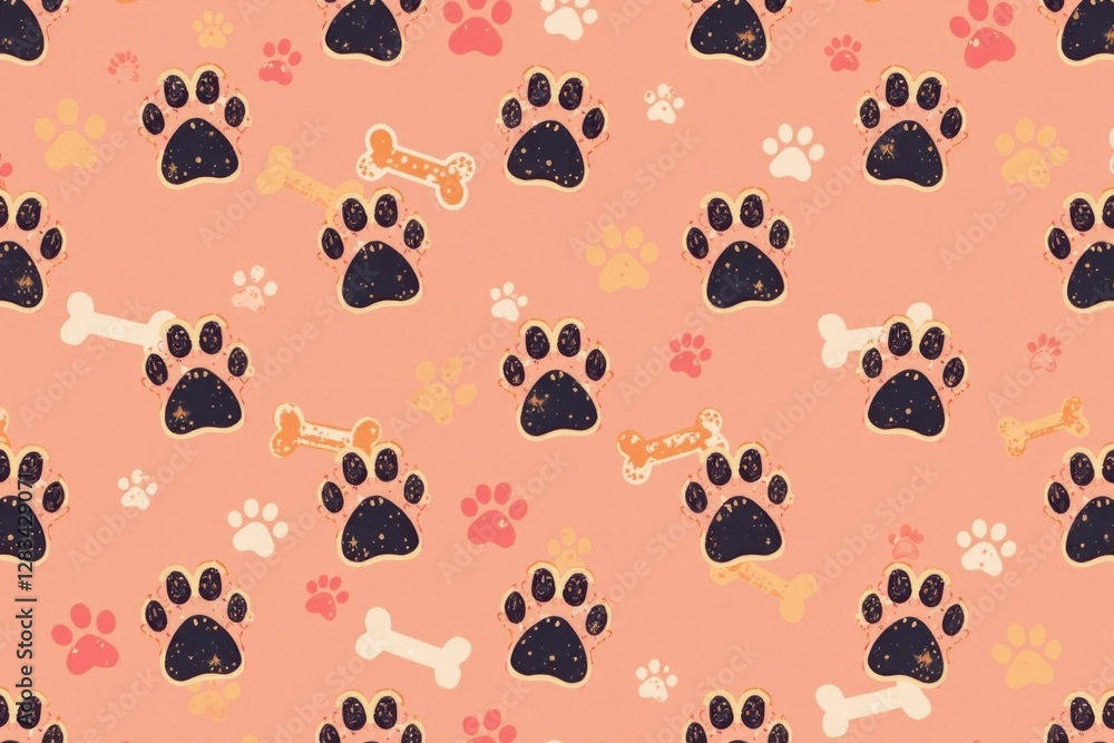 Fototapeta premium Dog Bone vector dog paw doodle Seamless pattern isolated wallpaper background, dog breed pattern, wallpaper background, dog bone art