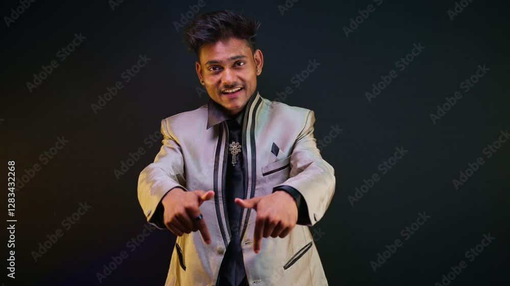 Male artist signaling down leave a remark Male artist signaling down leave a remark