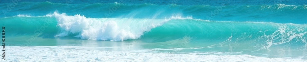 Turquoise ocean waves with foam and sea spray, wave pattern, water Turquoise ocean waves with foam and sea spray, wave pattern, water