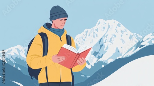 Young Man Holding Open Book Education Study Knowledge