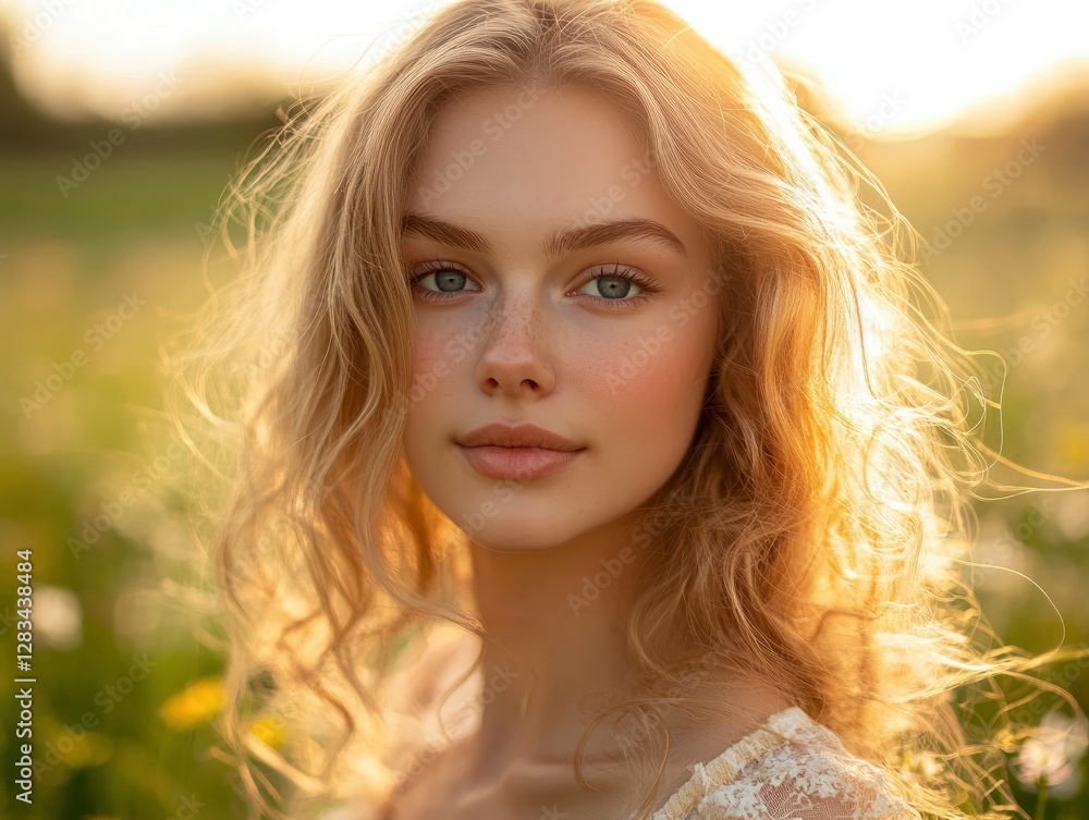 A breathtaking close-up portrait of a sun-kissed woman embodying June A breathtaking close-up portrait of a sun-kissed woman embodying June