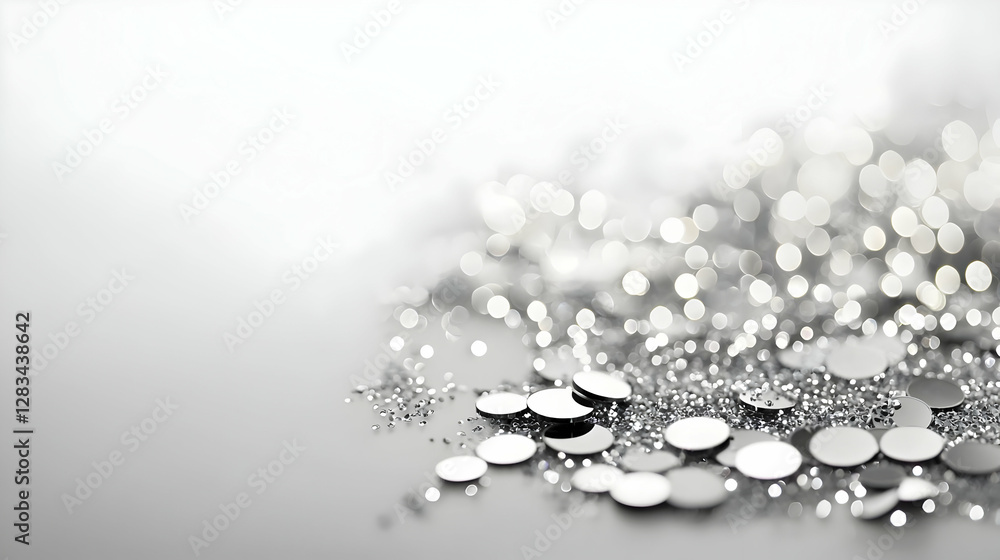 Silver Glitter and Sparkling Bokeh Abstract Background with Soft Focus Silver Glitter and Sparkling Bokeh Abstract Background with Soft Focus