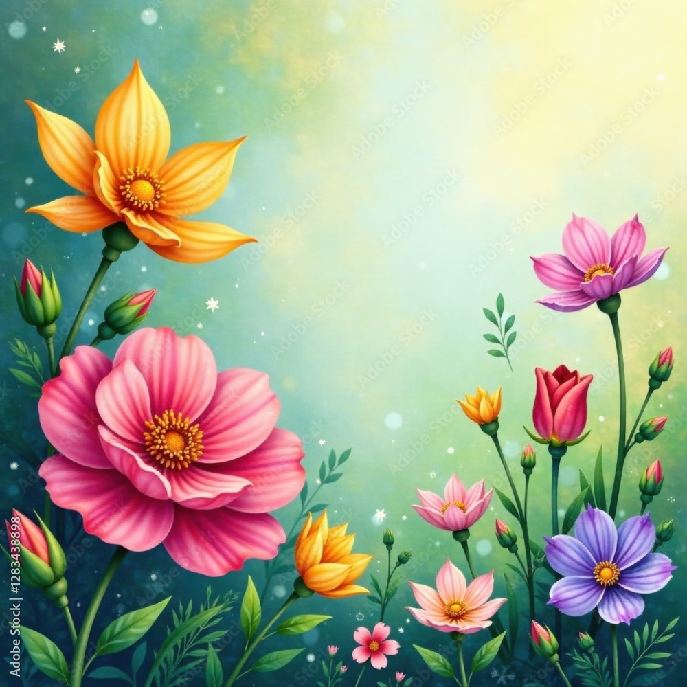 Dreamy watercolor textures of blooming flowers in a garden, texture, petals, flowers Dreamy watercolor textures of blooming flowers in a garden, texture, petals, flowers