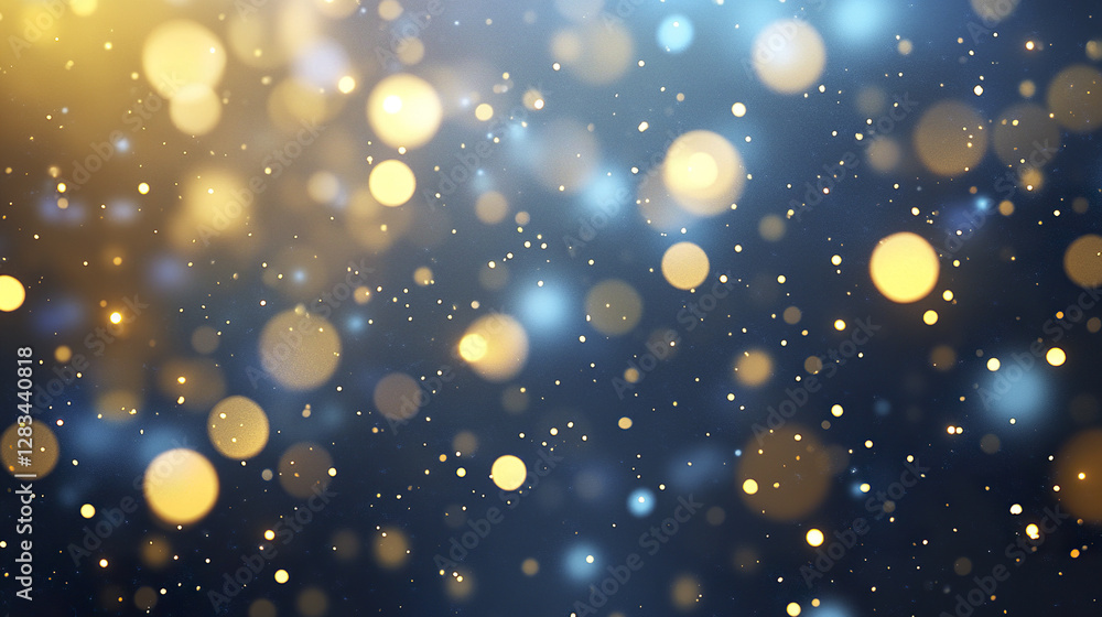 Golden and blue bokeh lights create festive atmosphere Golden and blue bokeh lights create festive atmosphere