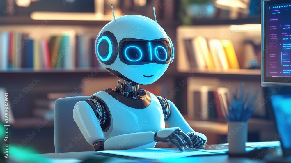 A virtual AI tutor helping students learn new subjects by adjusting to their learning pace, providing personalized lessons and instant feedback to improve academic performance A virtual AI tutor helping students learn new subjects by adjusting to their learning pace, providing personalized lessons and instant feedback to improve academic performance