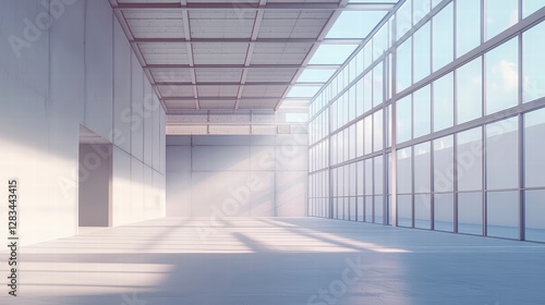 Wallpaper Mural Sunlit Architecture: Capturing the grandeur of an expansive building interior bathed in natural light, with sleek lines and minimalist design. Torontodigital.ca