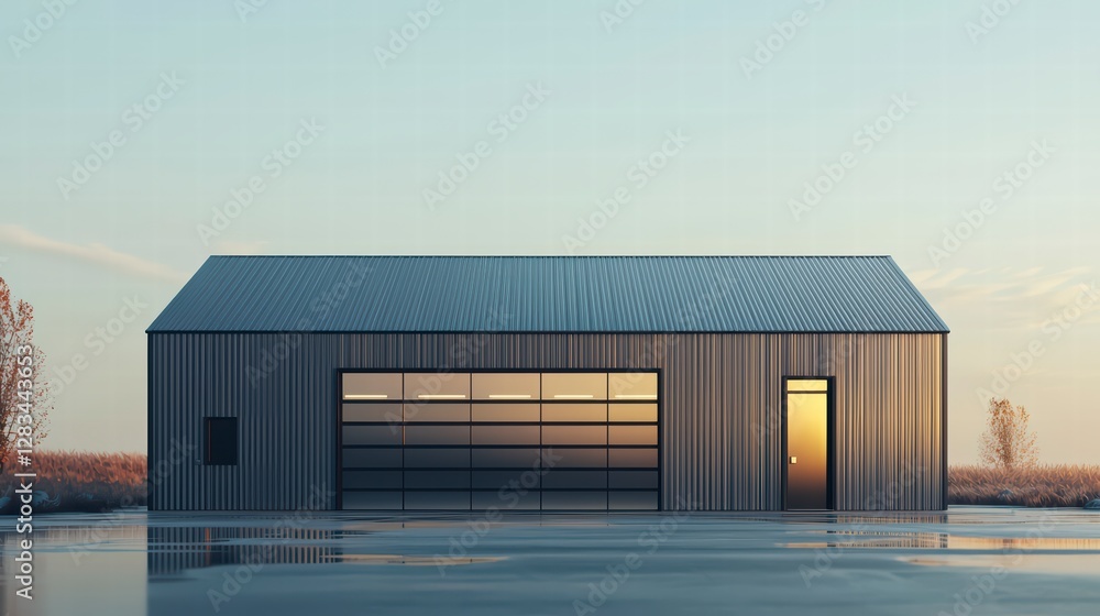 Modern Structure and Natural Light: A contemporary building with clean lines and a minimalist aesthetic, featuring large glass doors and windows that offer a glimpse of the sun Modern Structure and Natural Light: A contemporary building with clean lines and a minimalist aesthetic, featuring large glass doors and windows that offer a glimpse of the sun