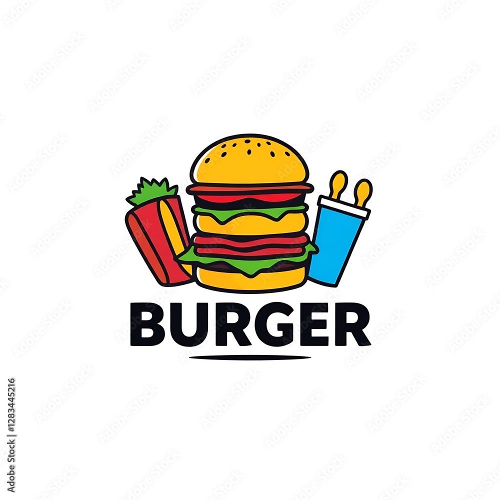 Creative Burger Logo T-Shirt Design Featuring a Bold and Stylish Fast Food Illustration Creative Burger Logo T-Shirt Design Featuring a Bold and Stylish Fast Food Illustration