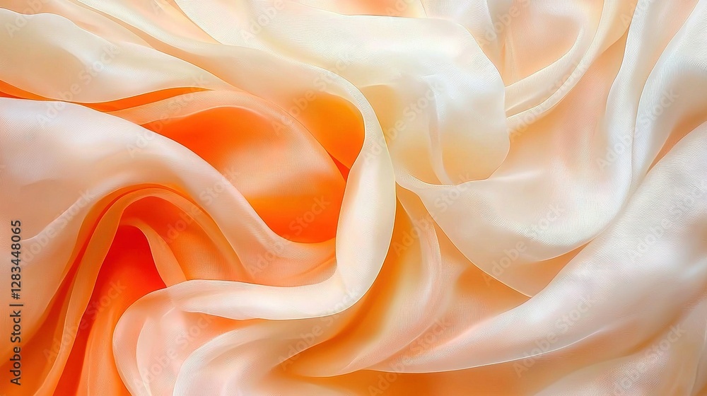 Obraz premium A close-up of an orange and white fabric with ample fabric on top