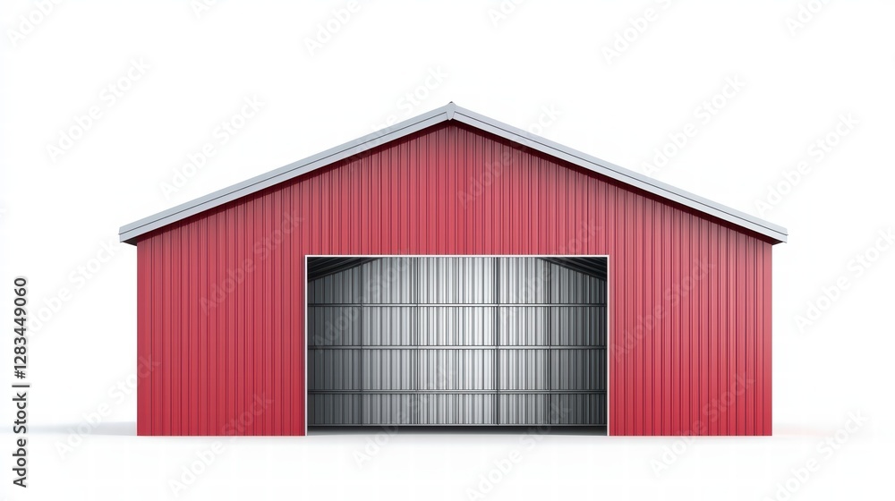 Red Barn: A classic red barn with an open door, showcasing the sturdy structure and its rustic charm. A symbol of agricultural heritage and rural landscapes. Red Barn: A classic red barn with an open door, showcasing the sturdy structure and its rustic charm. A symbol of agricultural heritage and rural landscapes.