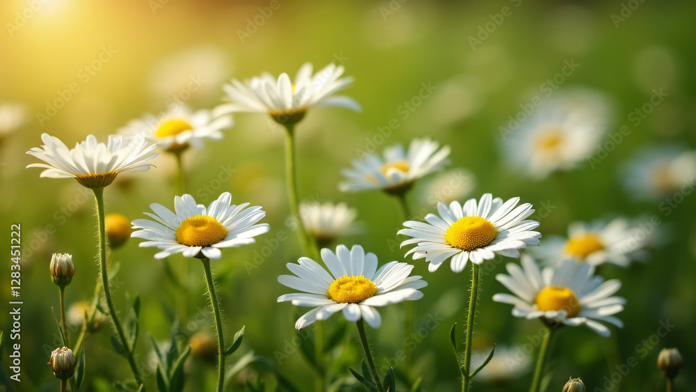 Wild daisies in a green meadow Wild daisies in a green meadow