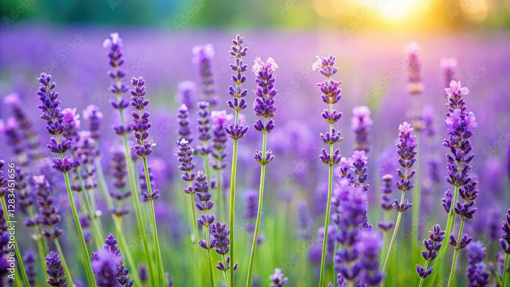 A close-up of a lavender field with tall purple flowers and green grass beneath them, summer landscape, floral patterns, floral arrangement, fragrant flowers A close-up of a lavender field with tall purple flowers and green grass beneath them, summer landscape, floral patterns, floral arrangement, fragrant flowers