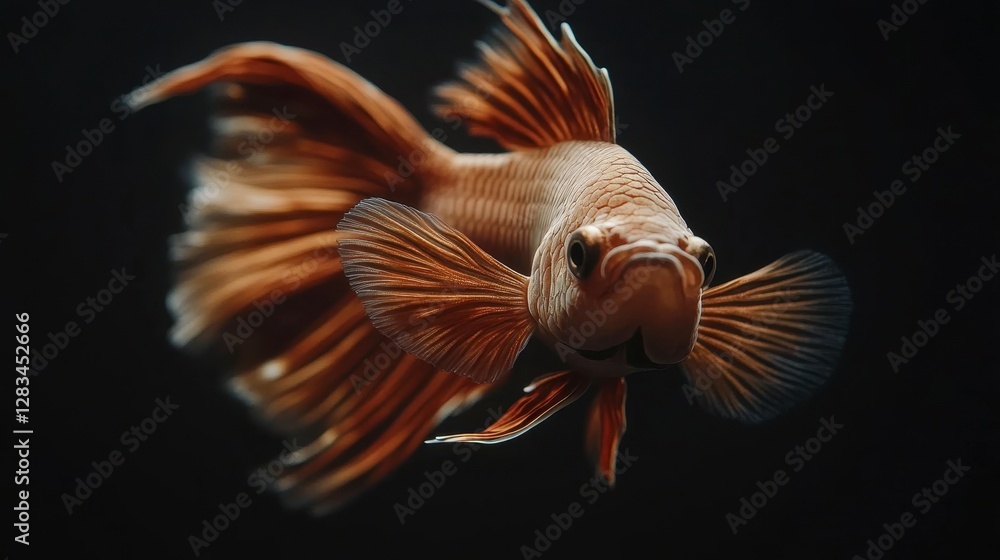 Fototapeta premium Stunning Copper Halfmoon Betta Fish Closeup