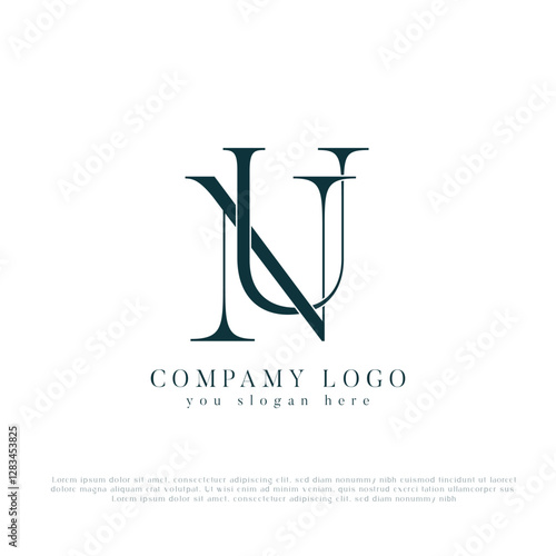 Initial letter NU, UN logo monogram vector design