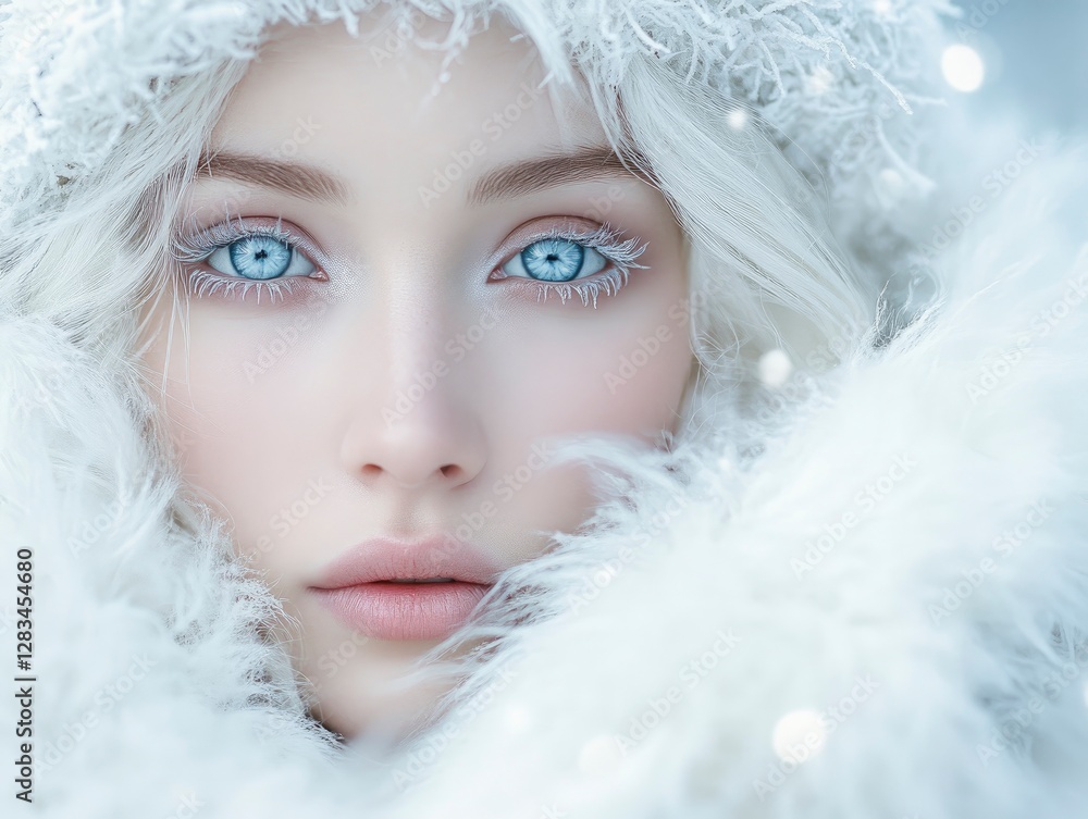 A stunning close-up portrait of an enchanting woman embodying January A stunning close-up portrait of an enchanting woman embodying January