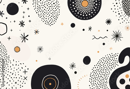 various shapes and designs, including circles, lines, dots, and stars, arranged in a visually appealing manner.