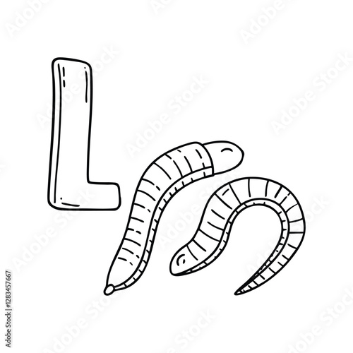 An Illustration of Leech beside letter L