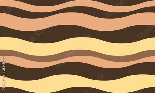 Abstract background with wavy stripes in vibrant colors, creating a rippled, liquid effect. Smooth curves and textured lines add elegance, vitality, and creativity. Ideal for wallpaper or textile.