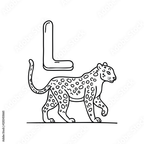 An Illustration of Leopard beside letter L