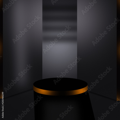 Luxury Black and Gold Minimalist Podium Background
