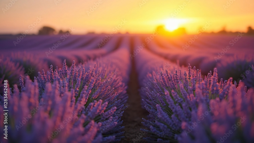 Obraz premium Lavender field at sunset