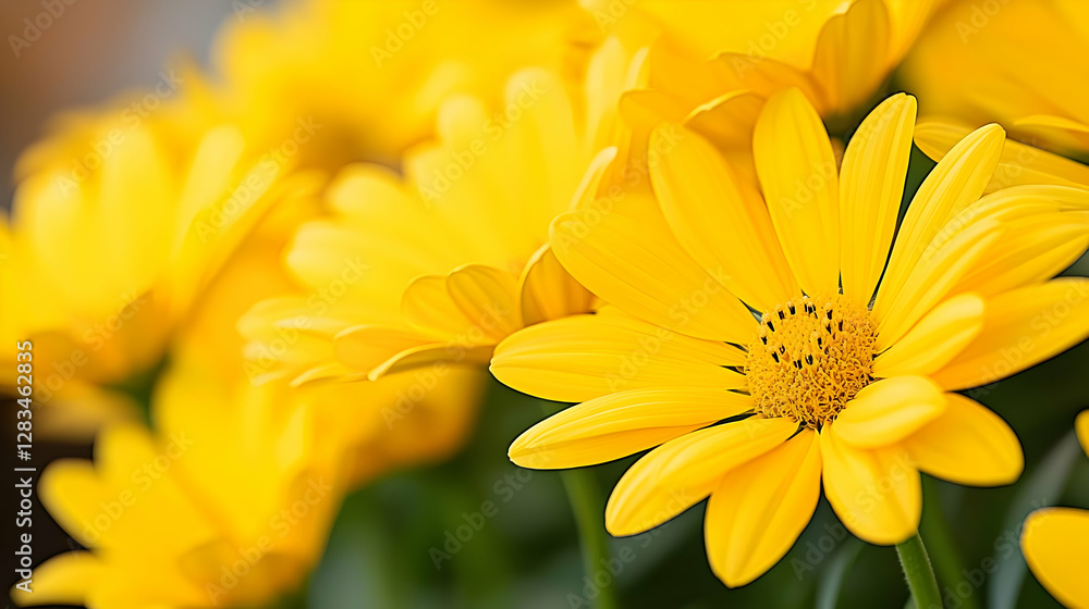 Fototapeta premium Vibrant yellow flowers blooming in garden