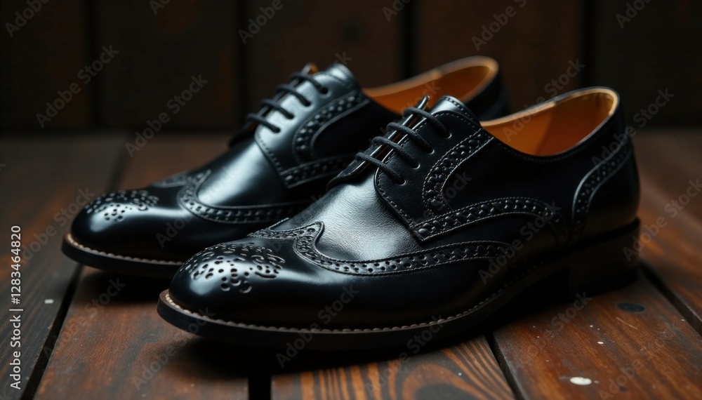 Embossed shiny black leather shoes with floral motif, black leather shoes, high-end fashion, shiny leather Embossed shiny black leather shoes with floral motif, black leather shoes, high-end fashion, shiny leather