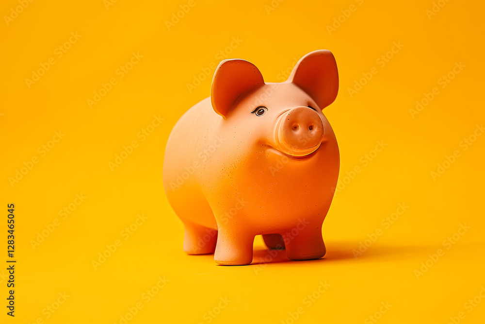 Pig is sitting on a yellow background Pig is sitting on a yellow background