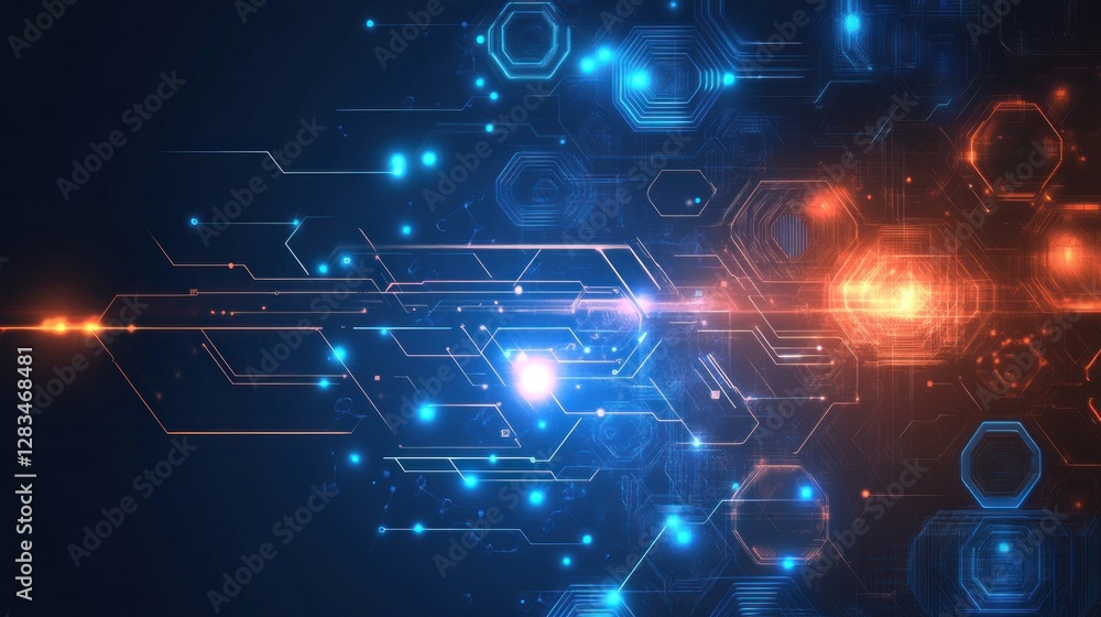 Obraz premium Abstract technology background with glowing lines and shapes