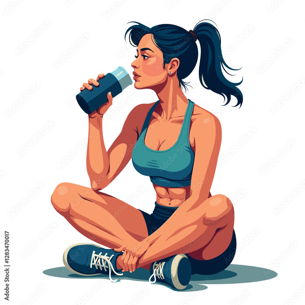 Fit Woman Hydrating After Workout Session Fit Woman Hydrating After Workout Session
