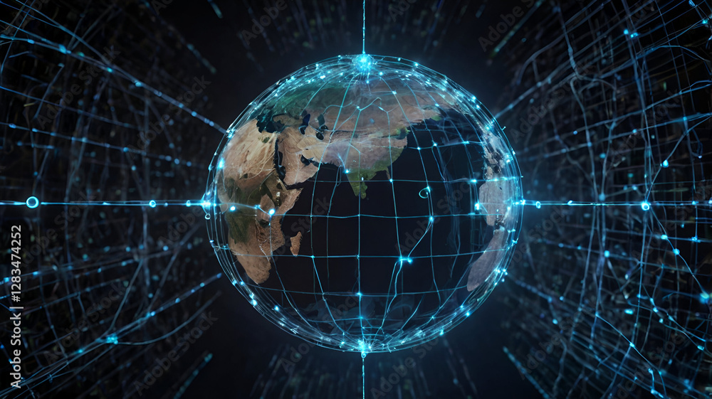 Fototapeta premium globe and binary code