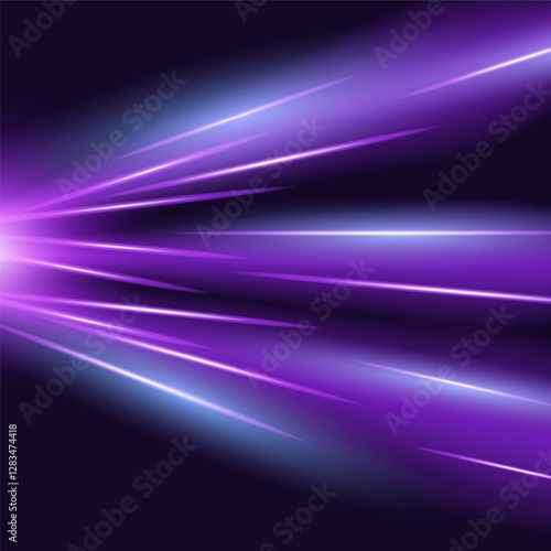 Background with motion lighting effects with neon speed rays