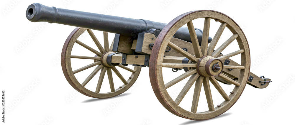 Fototapeta premium old cannon wooden wheels historic artillery