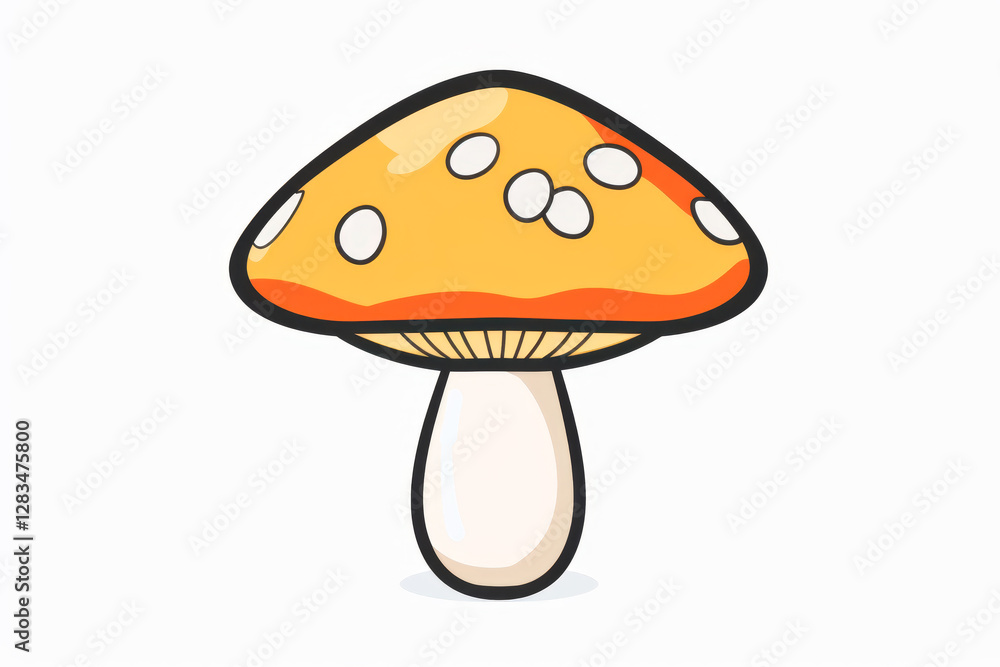 Mushroom Illustration on White Background. Generative AI