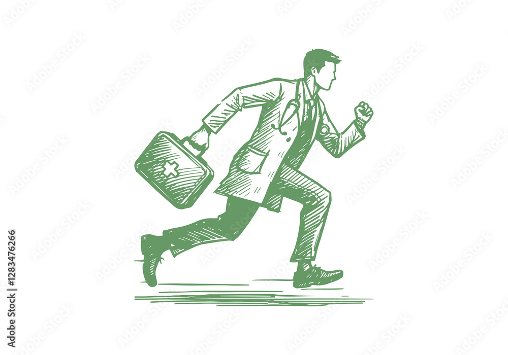Fototapeta premium Doctor hand drawn sketch vector