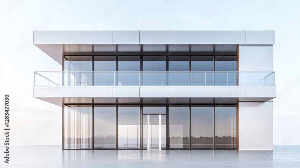 Modern Architectural Marvel: A sleek, contemporary architectural design of a modern building with expansive glass facades and clean lines, capturing the essence of modern living and minimalist design.