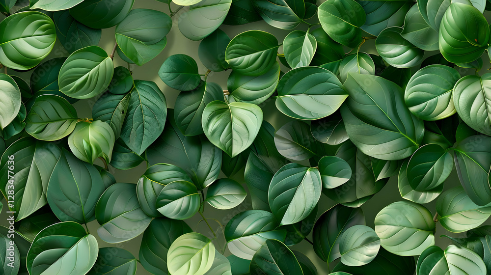 A dense arrangement of green leaves creating a lush, natural background. A dense arrangement of green leaves creating a lush, natural background.